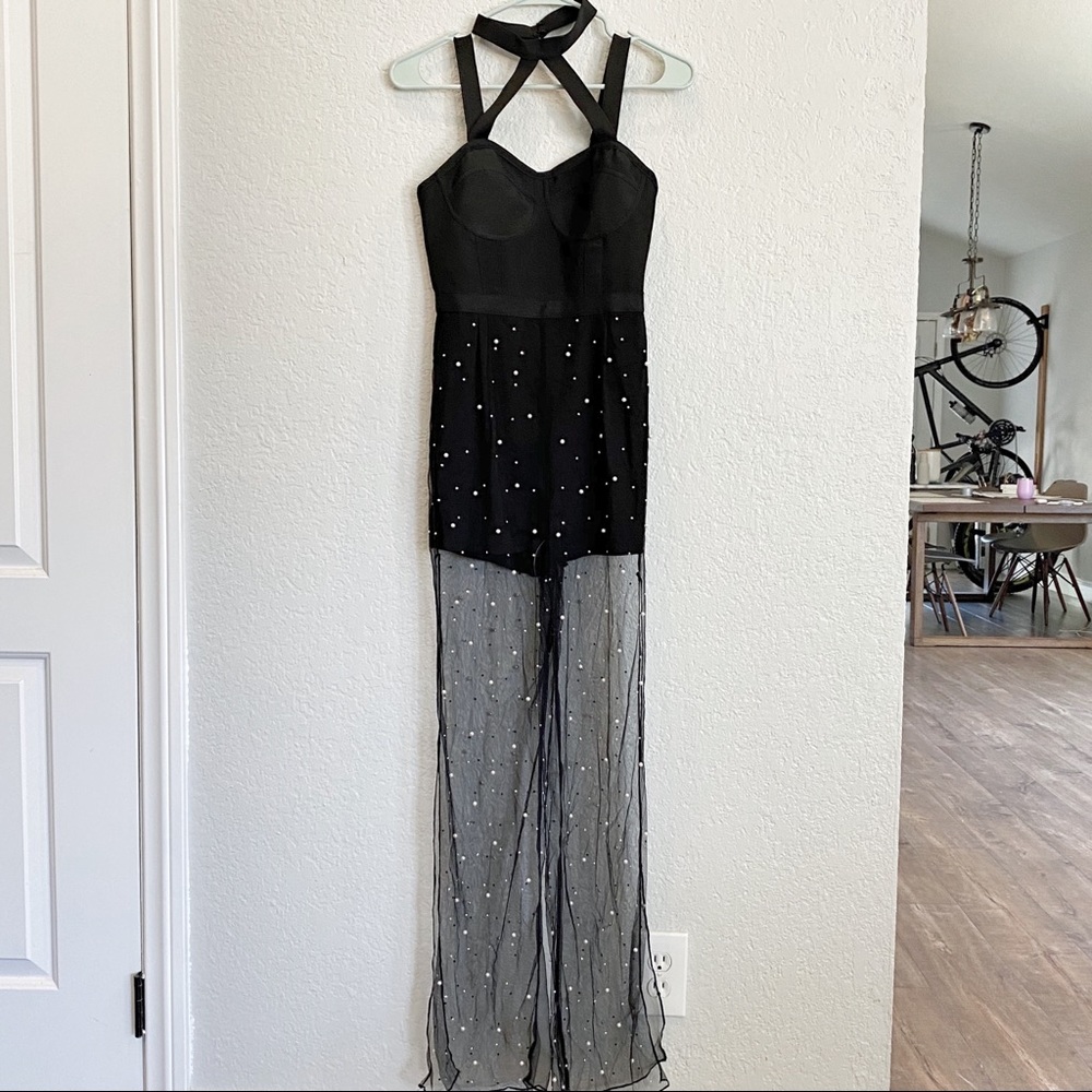 Jewel and Pearl Embellished Jumpsuit